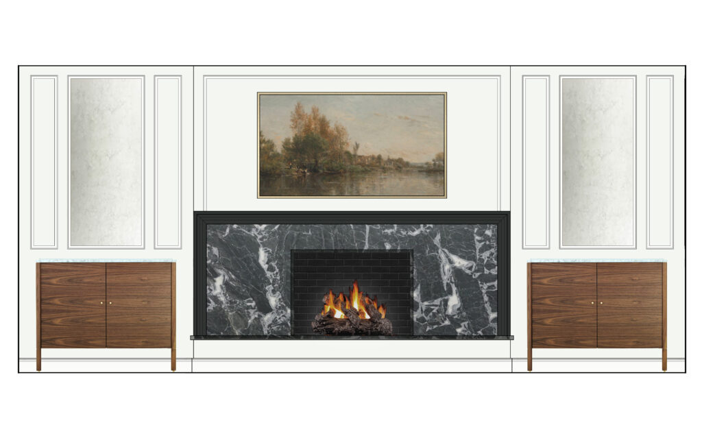 FIREPLACE WALL DESIGN RENDERING