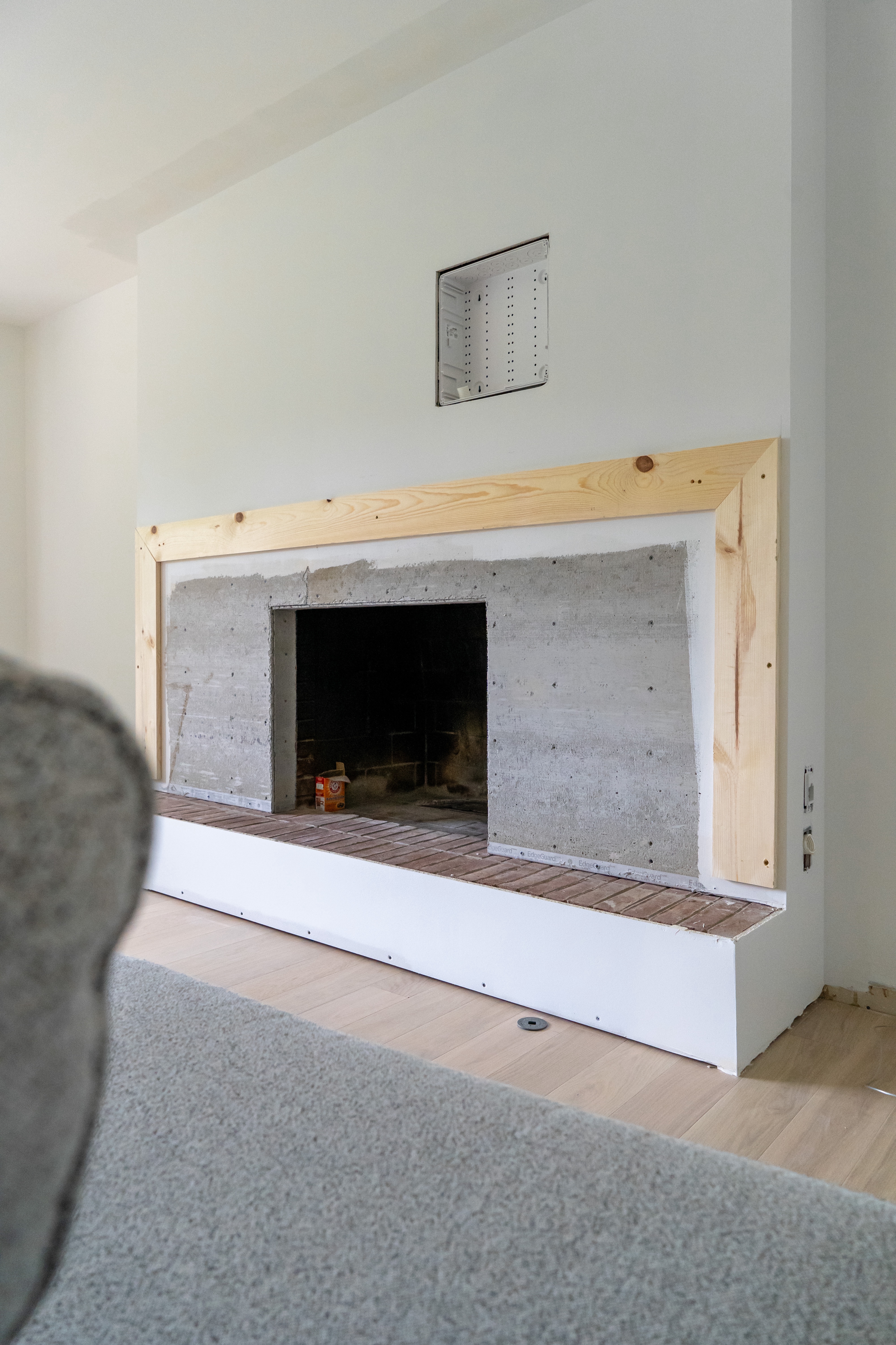 fireplace progress before stone installation