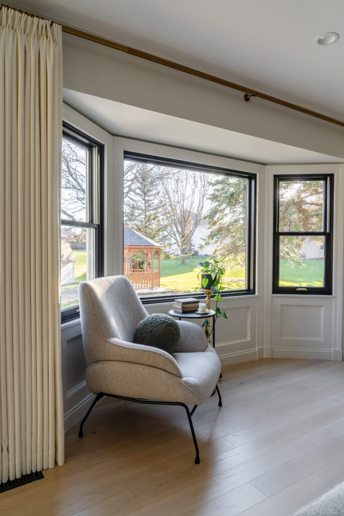 Bay window renovation - framing our bay window with custom Two Pages Curtains