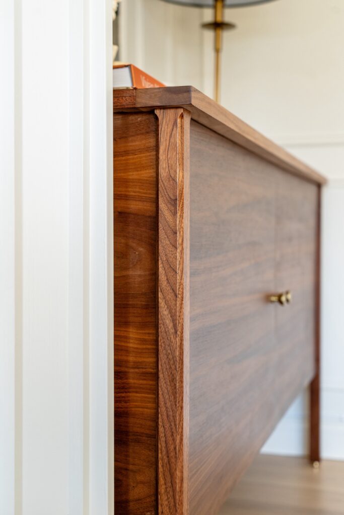 walnut storage cabinet reveal