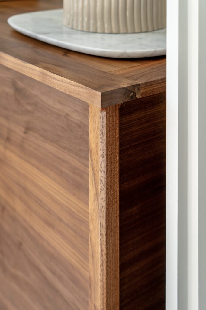 walnut storage cabinet reveal